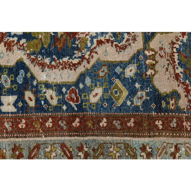 Traditional 19th Century Antique Malayer Rug With Floral Medallion in Indigo, Terracotta & Sage For Sale - Image 3 of 8