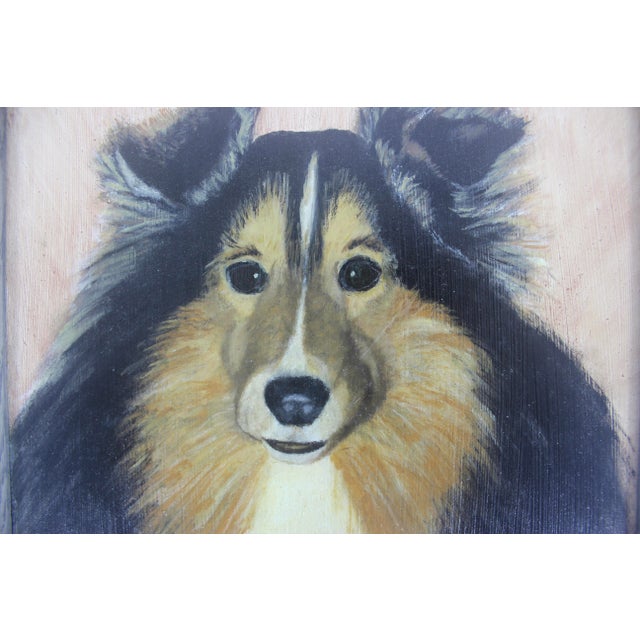 1980s Vintage Dog Painting Framed For Sale - Image 5 of 9