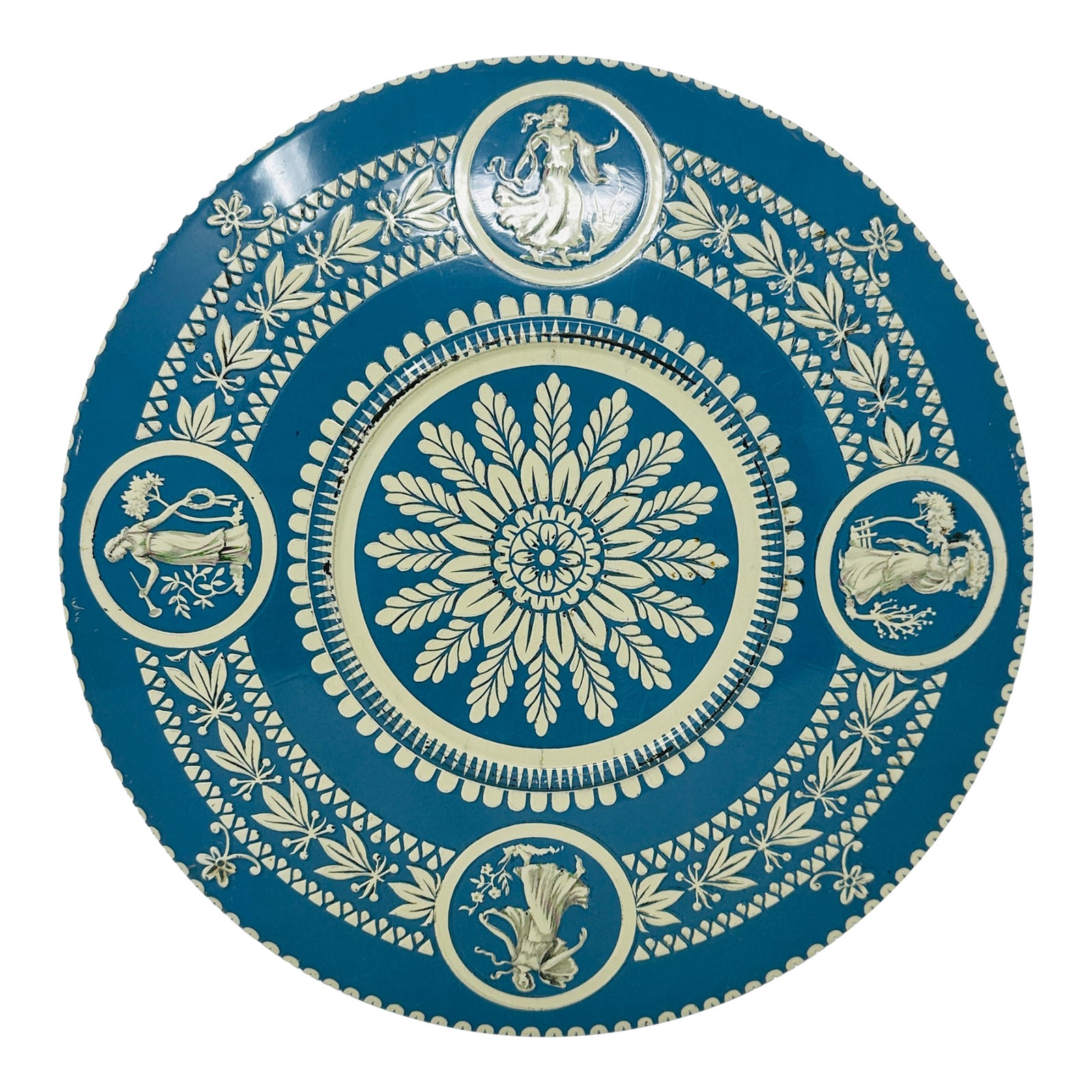 Vintage Wedgewood Style Embossed Biscuit Tin Made in Holland Chairish