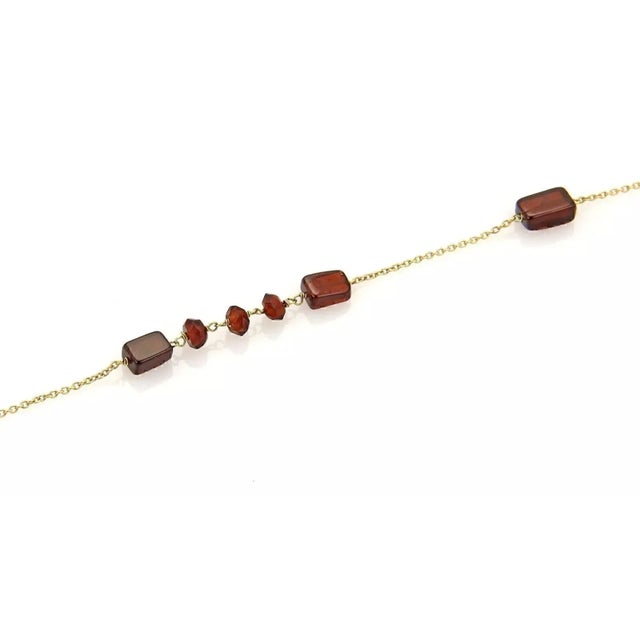 Garnet 18k Yellow Gold Long Chain Necklace 28" For Sale - Image 9 of 10