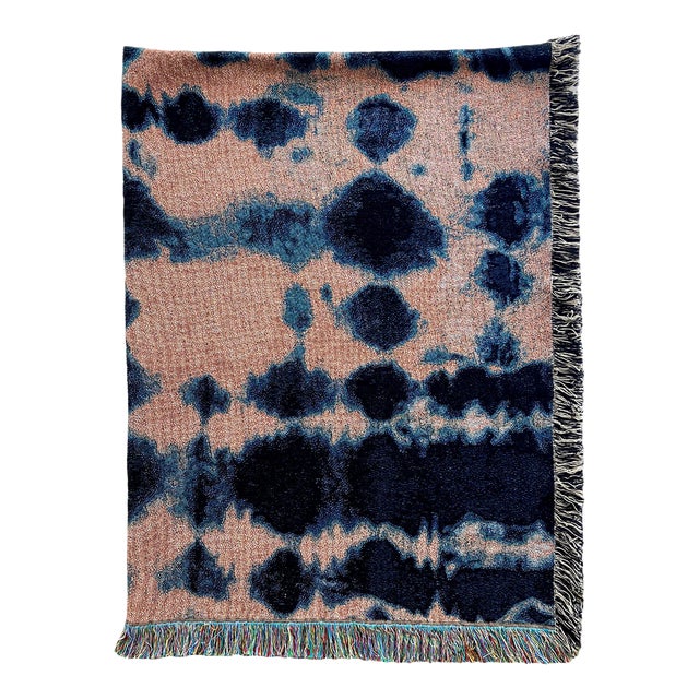 Rousseau Rose Inkblot Abstract Pattern Fringed Throw Blanket For Sale