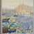 An impressionist oil painting depicting the french coastal town of antibes from the harbour. Unsigned. Set in a...