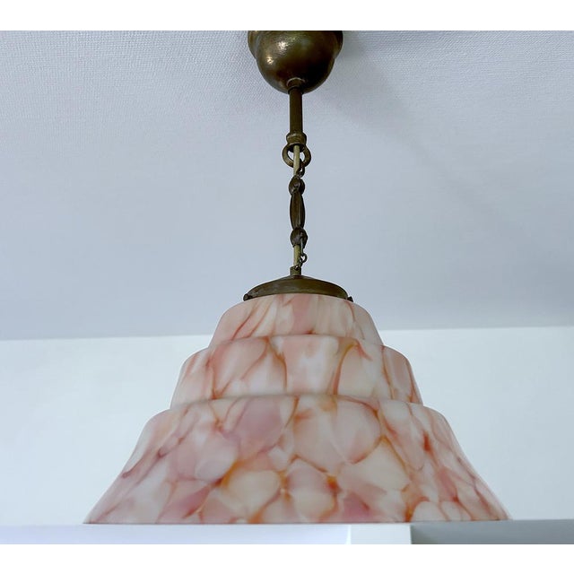 Art Deco Pendant Light in Pink Coral Glass, 1930s For Sale - Image 16 of 18