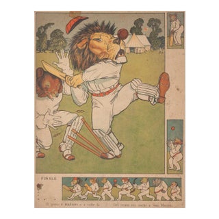 Unknown - Playing Lion - Original Lithograph on Paper - 19th Century For Sale