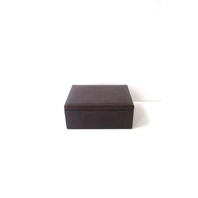 American Leather Jewelry Box Crocodile Style, Ralph Lauren Style, Circa 1990s For Sale - Image 3 of 15