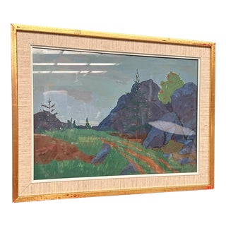 Willy Lindeberg, Landscape, 1950s, Gouache, Framed For Sale