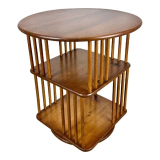 Vintage Mid Century Era Revolving Pine Bookcase For Sale
