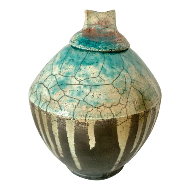 Studio Turquoise Glaze Covered Ceramic Dish For Sale