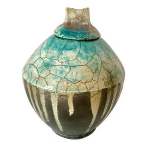Studio Turquoise Glaze Covered Ceramic Dish