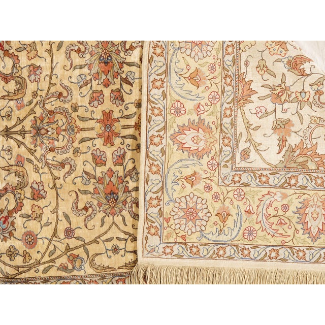 Beige Pasargad DC Fine Hand Knotted Turkish Pure Silk Hereke Rug For Sale - Image 8 of 14