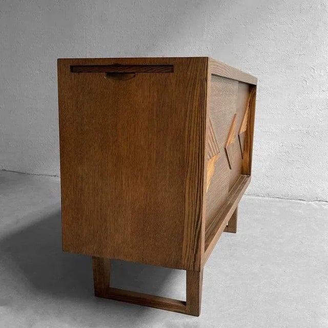 1950s Mid Century Chevron Front Oak Sideboard For Sale - Image 10 of 12