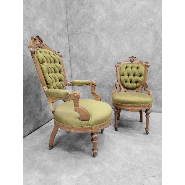 Antique Victorian John Jelliff Style Tufted Parlor Chairs - Set of 2 For Sale - Image 10 of 10