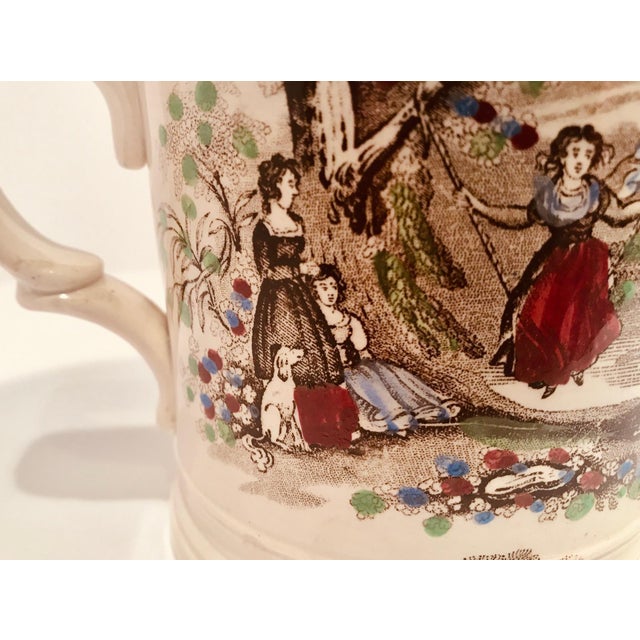 Ceramic Nineteenth Century English Hand Painted Staffordshire Frog Mug With Garden Scenes For Sale - Image 7 of 9