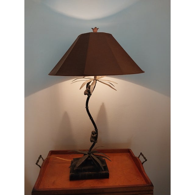 Maitland - Smith 1980s Maitland Smith Style Monkey on Palm Lamps For Sale - Image 4 of 7