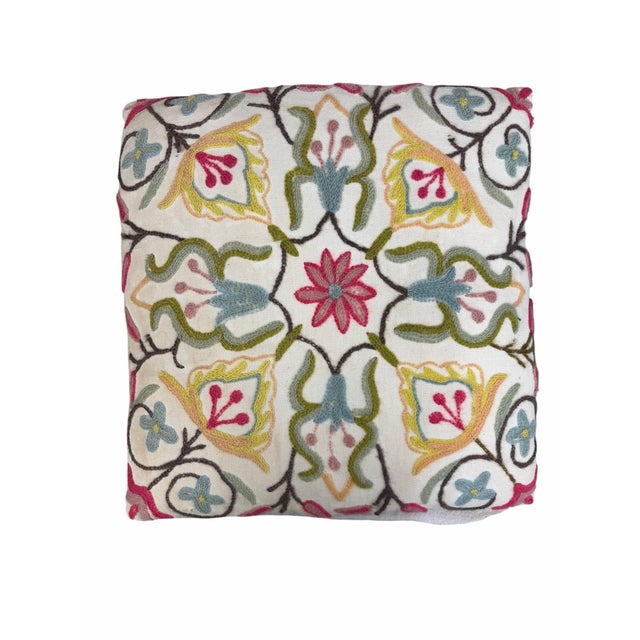 Vintage Crewel Embroidered Decorative Accent Pillow For Sale - Image 10 of 10