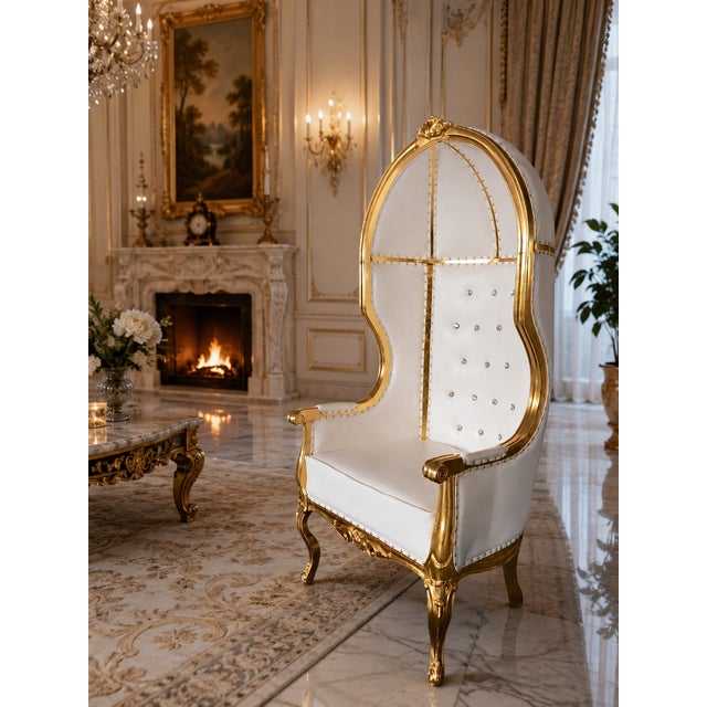 Bring regal elegance into your home with this stunning Gold Dome Throne Chair, a true statement piece designed to command...