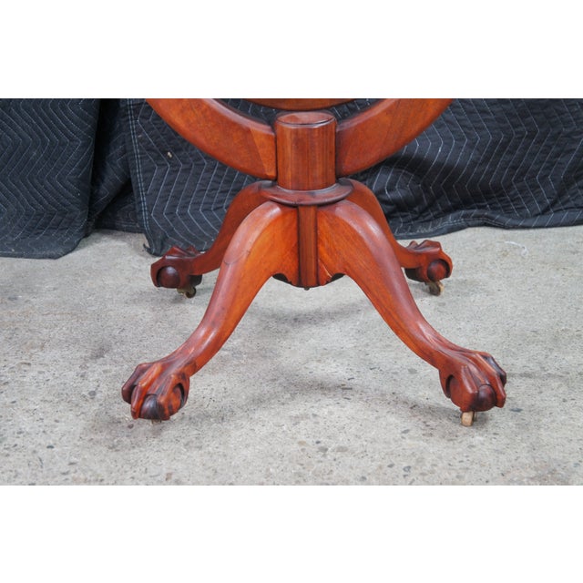 Antique Victorian Solid Mahogany Cheval Dressing Mirror Ball & Claw Foot 67" For Sale - Image 6 of 15