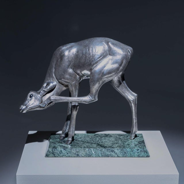 1950s 1950s Naturalistic Silver Doe Sculpture by Sirio Tofanari (1886-1969) For Sale - Image 5 of 18