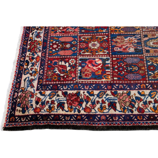 Persian Bakhtiari Handmade Allover Pattern Multicolor Wool Rug For Sale - Image 4 of 10