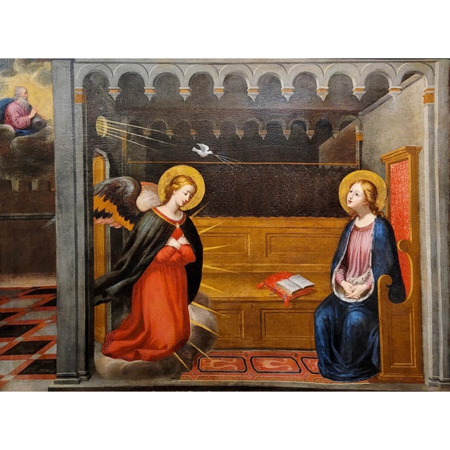17th Century Italian Old Master -The Annunciation -Oil Painting For Sale In Los Angeles - Image 6 of 13