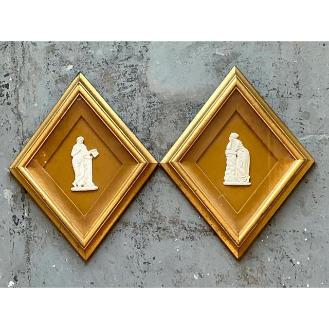 Vintage Gilt Framed Porcelain Reliefs - Set of Two For Sale - Image 10 of 12