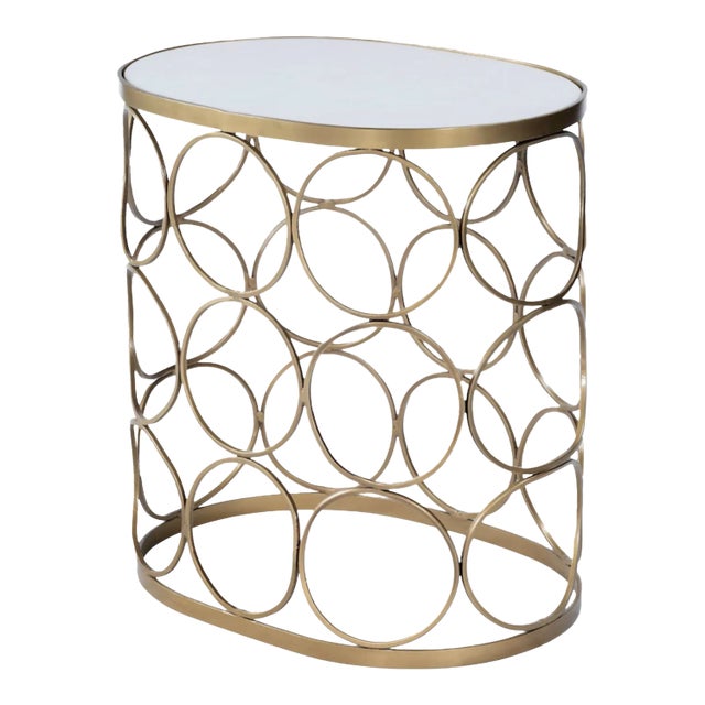 Talulah Oval Marble Accent Table, Gold For Sale