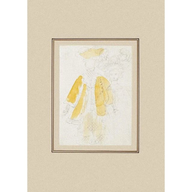 Theatrical Figure is an original monogram drawing in pencil and watercolor on paper, realized by Russian scenographer...