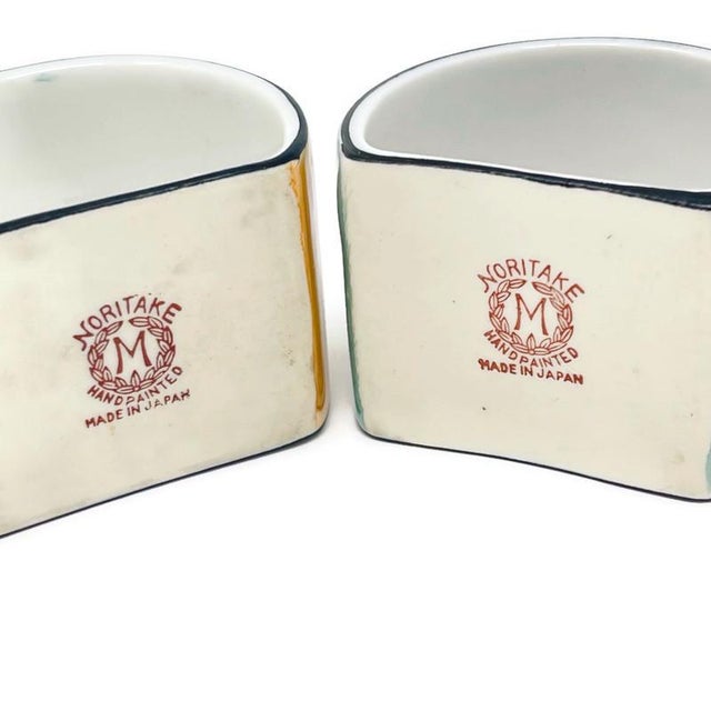 Art Deco 1920s Noritake Morimura Japanese Lusterware Set of 2 French Flapper Napkin Holders in Original Gift Box For Sale - Image 10 of 11