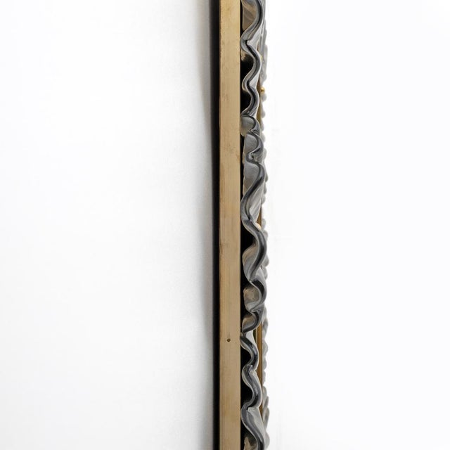 Mid-Century Modern Italian Brass and Leaves Murano Glass Wall Mirror, 1990s For Sale - Image 9 of 10