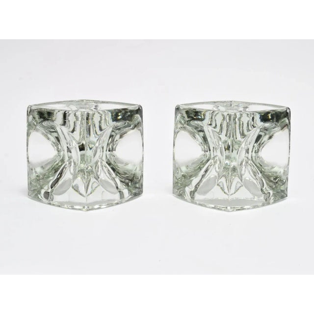 Glass Cube Candle Holders by Rudolf Jurnikl, 1970s, Set of 2 For Sale - Image 6 of 8