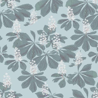 Blossoming Flowers Wallpaper by Paule Marrot in Tonal Blues For Sale