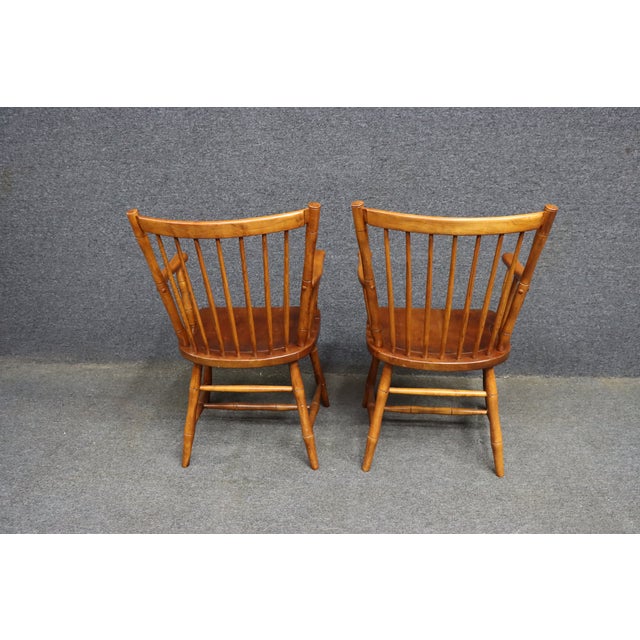 L. & j.g. Stickley Solid Cherry Fan Back Windsor Armchairs, Pair For Sale - Image 10 of 15