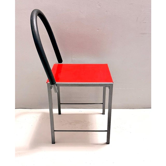 Ettore Sottsass Vintage Red Side Chair in Laminate & Metal in the style of Ettore Sottsass, Italy, 1980s For Sale - Image 4 of 11