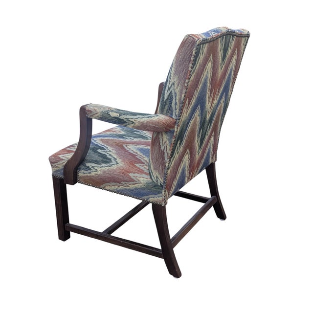 Vintage Schumacher Upholstered Flamestitch Arm Chair For Sale - Image 16 of 18
