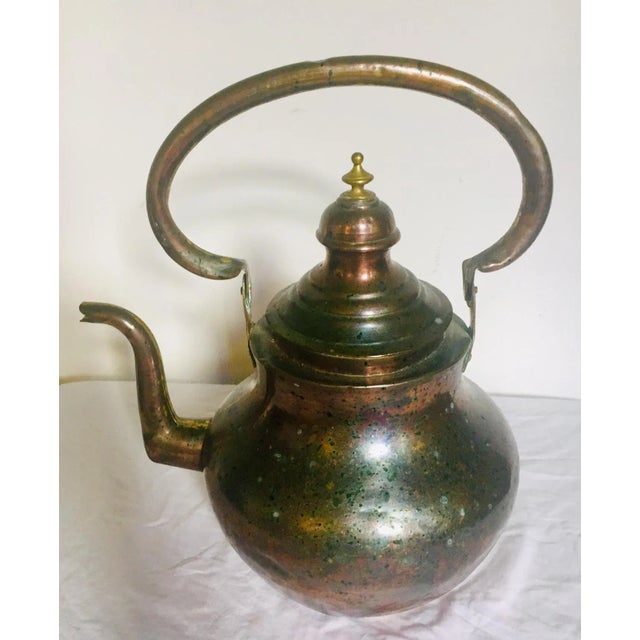 Victorian Antique Copper and Brass Tea Kettle For Sale - Image 3 of 10