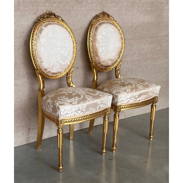 Early 20th Century French Louis XVI Style Parcel Gilt and Painted Side Chair For Sale - Image 17 of 18