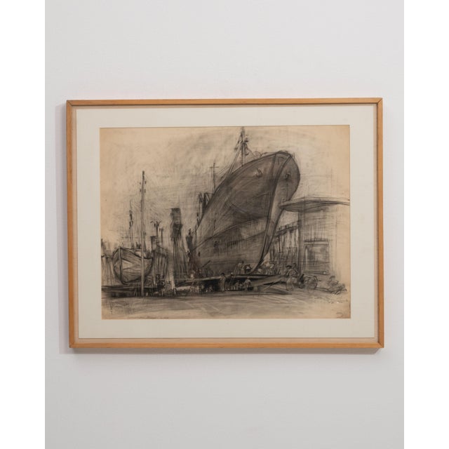 Early 20th Century France Charcoal Wood Drawing For Sale - Image 15 of 15