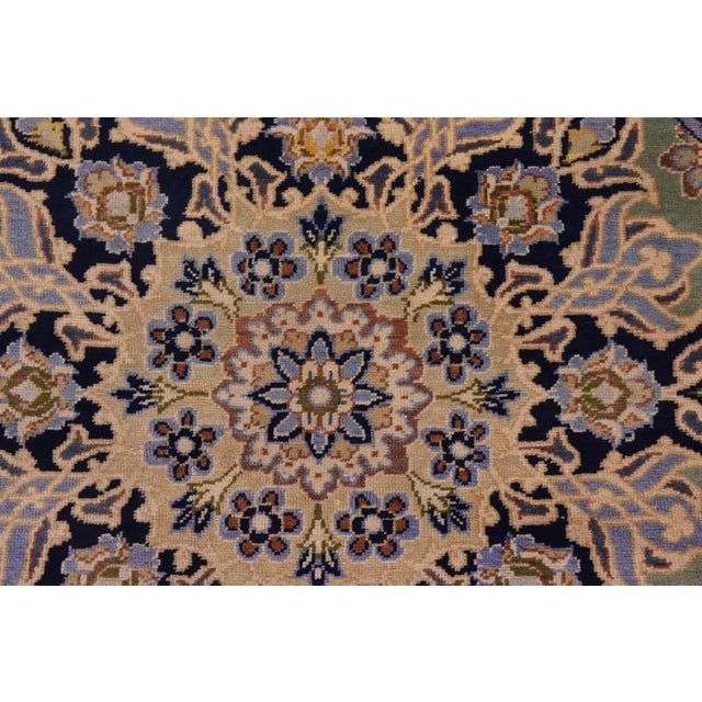 1980s Boho Chic Persian Kashan Green/Blue Wool Rug - 10'0'' X 13'5'' For Sale - Image 5 of 10