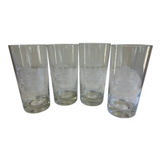 Vintage Etched Streetcar Tumbler Glasses, Set of 4 For Sale