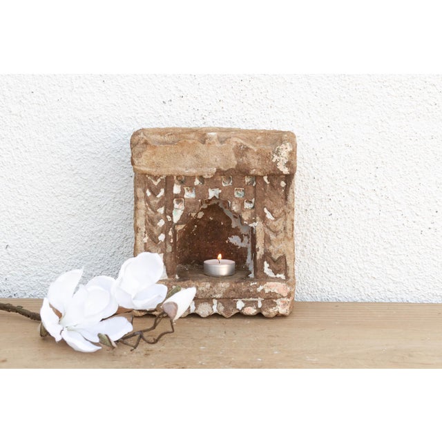 Carved from solid stone, this antique wall niche—traditionally known as a Gokha—was originally embedded into the masonry...