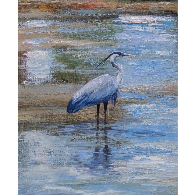 2020s Big Landscape Art With a Great Blue Heron For Sale - Image 5 of 5