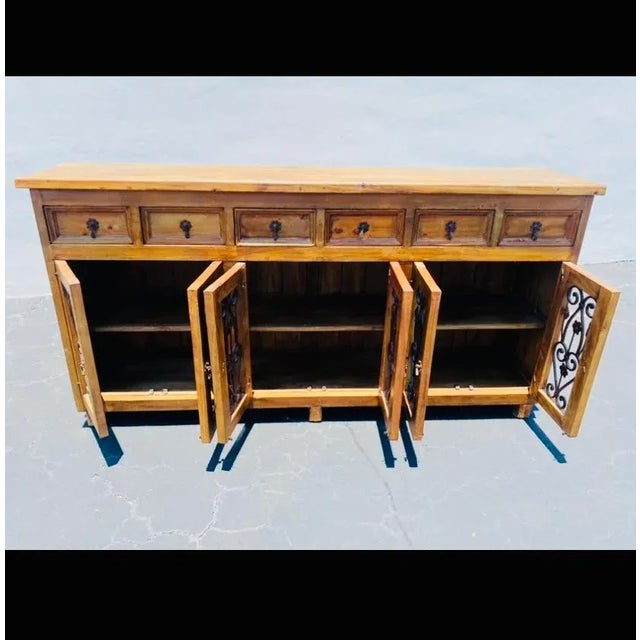 Chocolate Late 20th Century 6 Doors Solid Wood Dining Room Rustic Storage Sideboard Buffet in the Style of Ralph Lauren For Sale - Image 8 of 10