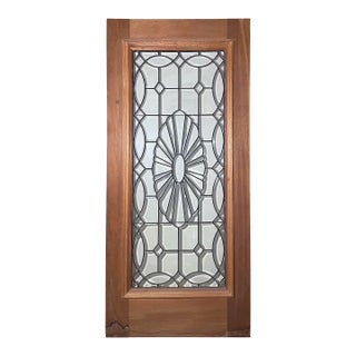 Mahogany "Antique" Leaded Glass Door - Oval Sunburst For Sale