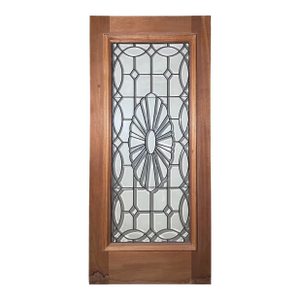 Mahogany "Antique" Leaded Glass Door - Oval Sunburst
