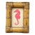 Original Hand-Painted Sea Horse Painting Framed in a Vintage Bamboo & Rattan Frame For Sale