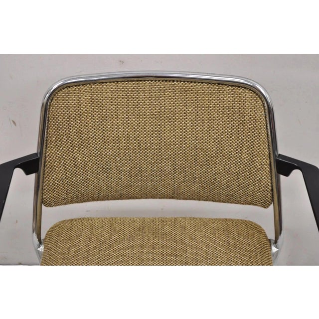 Late 20th Century Vintage Sculpted Chrome Frame Post Mid Century Modern Office Arm Chair For Sale - Image 5 of 12