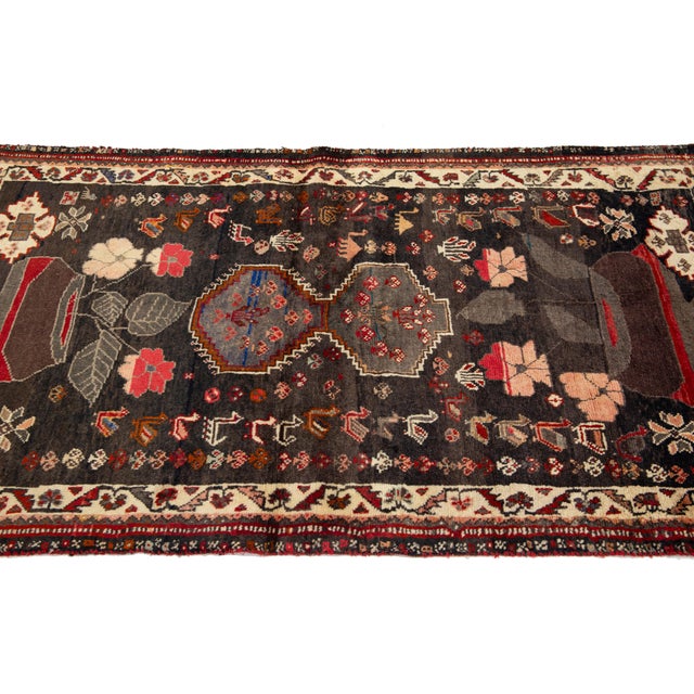 4 X 6 Vintage Handmade Shiraz Persian Wool Rug With Allover Design For Sale - Image 4 of 7