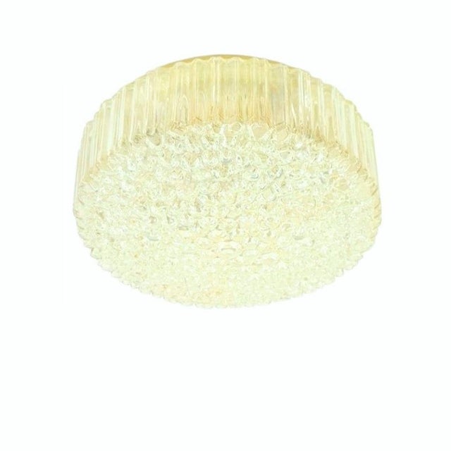 Gold Large Mid-Century Modern Amber Bubble Glass Flush Mount by Helena Tynell for Limburg, Germany, 1970s For Sale - Image 8 of 8