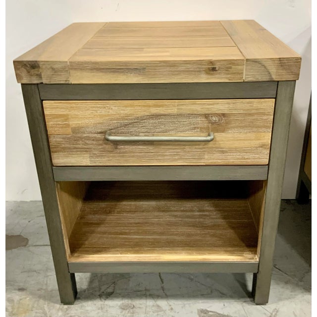 Organic Modern Rustic Wood Nightstands Pair For Sale - Image 4 of 6