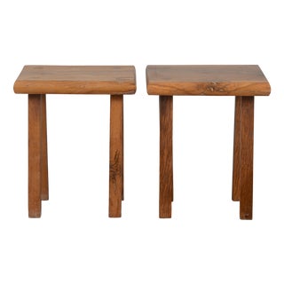 Set of Set of Italian Wood Stools, 1970s For Sale